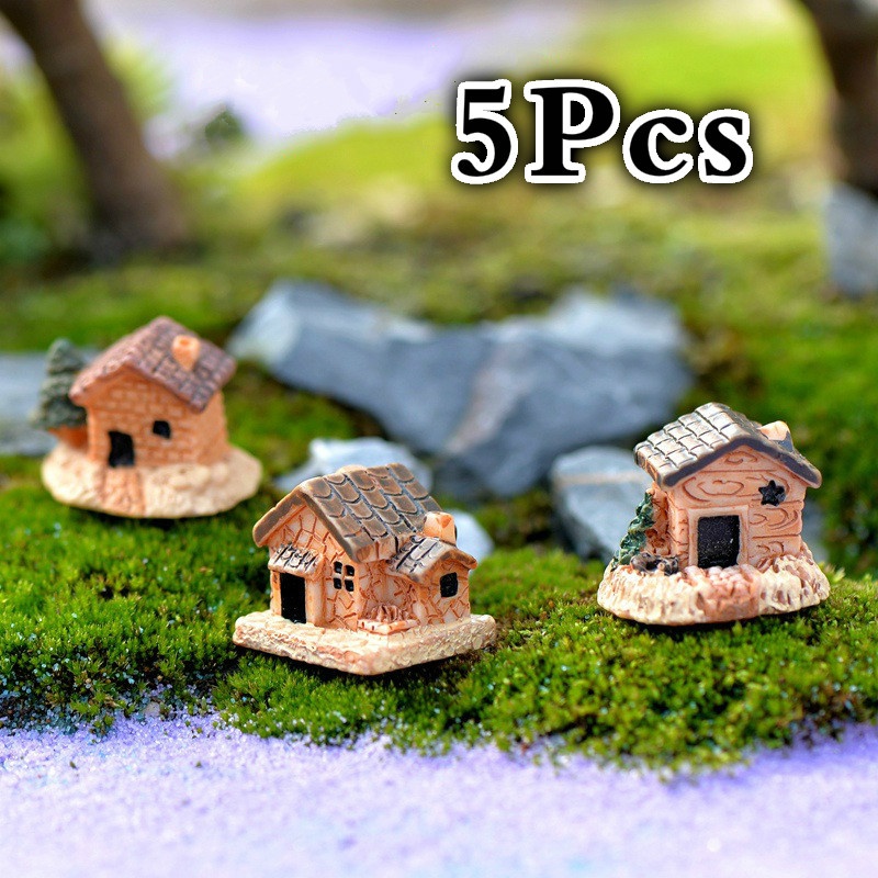 Home Decor Za - 5 個ミニドールハウスストーンハウス樹脂装飾家庭や庭の DIY 装飾 (スタイルランダム)