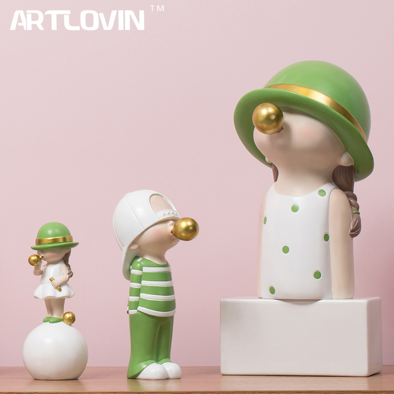 Home Decor Za - Artlovin北欧スタイルキャラクター人形子供モデル発泡バブルガムためのリビングルームの装飾現代家の装飾