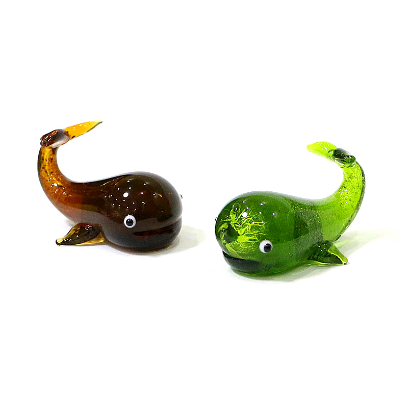 Home Decor Y2K - Muranoガラスクジラミニチュア像銀箔工芸かわいい海洋動物置物家庭用デスクトップ客間水族館装飾コレクション