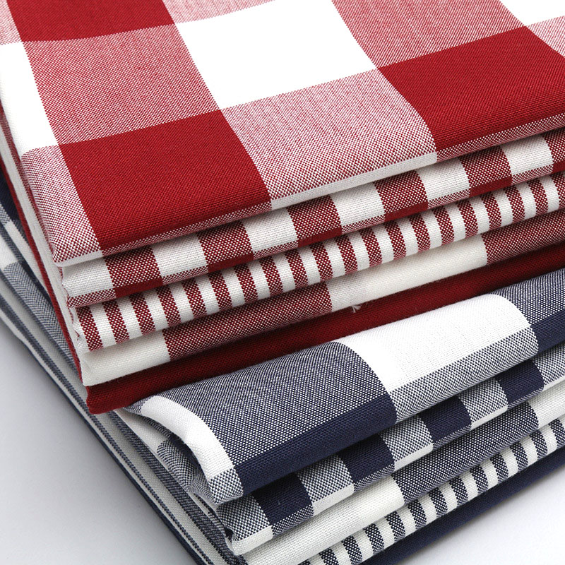 Linen Table Runner - 耐久性のある先染めチェック柄コットンリネン生地 – クッションカバー、枕、テーブルクロス、ソファ用の環境に優しい素材