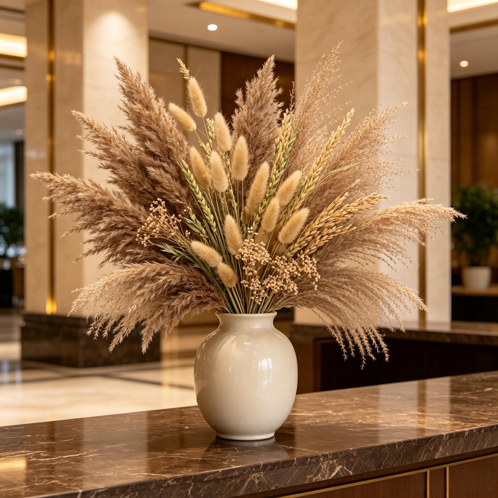 Pampas Grass Decor - 1束のミックスドライフラワー、パンパスグラス、バニーテール、ナチュラルブラウン、小麦色、秋の収穫をイメージした、素朴な雰囲気のホームデコレーション、テーブルセンターピース、ギフト。