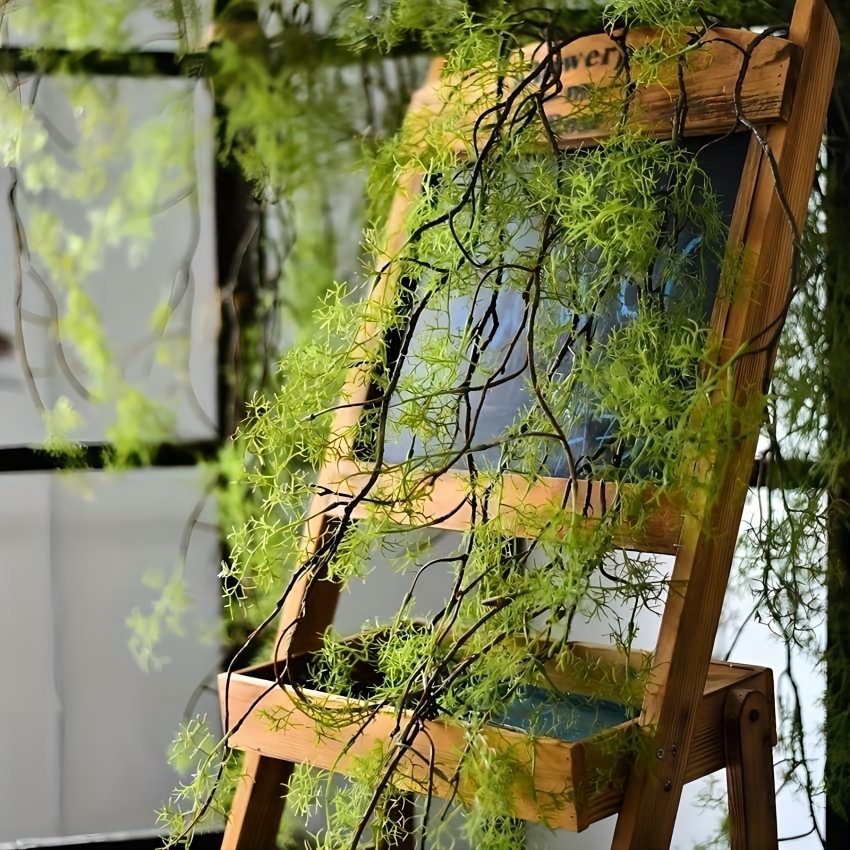Rattan Plant Basket - 1個、140cm人工つる、曲げられる緑の籐、吊り下げ用、壁飾り、エアコンのパイプや配管用の人工緑植物