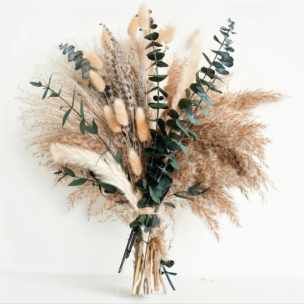 Pampas Grass Decor - 80 個のナチュラルドライフラワーブーケ家の装飾ススキ葦草ウサギの尾ブーケ自由奔放に生きるホームアレンジメント