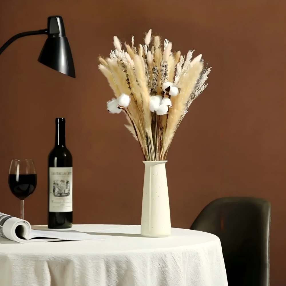 Pampas Grass Decor - 天然ドライパンパスグラスブーケ、ドライコットンフラワーとリモニウム、ボヘミアンスタイルのドライフラワーアレンジメント（花瓶用）、ホームテーブル・リビングルームの装飾、クリスマス・バレンタインデー・ウェディングパーティーのデコレーション、ガールフレンド・お母様・女性へのホリデーギフト