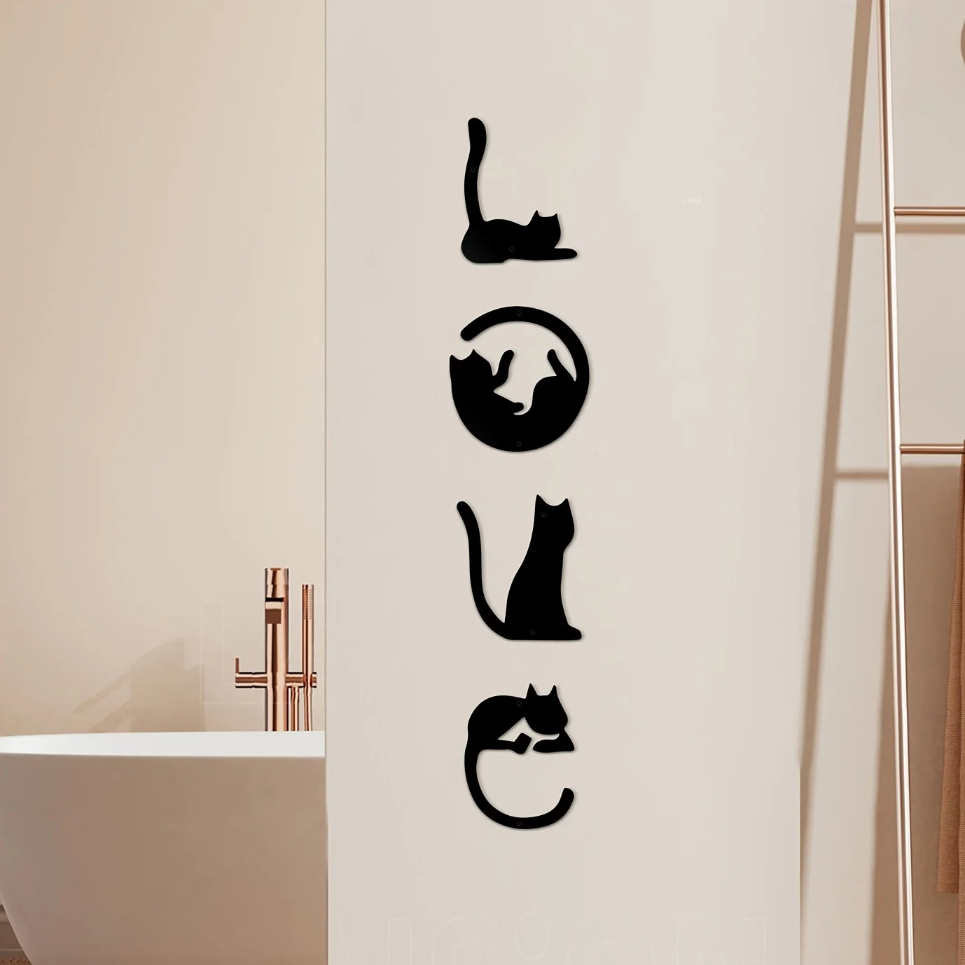 Home Decor Y2K - Hellooung-かわいい猫の金属の壁の装飾、抽象的な家の芸術、部屋の装飾、ゴシックステッカー、バレンタインデー、4個セット