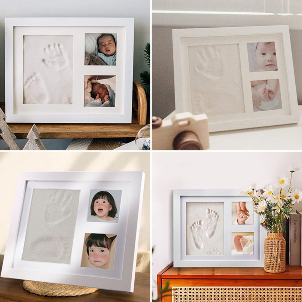 Bamboo Photo Frame - 赤ちゃんの手形・足形キット DIY記念品 無毒塗料 フォトフレーム 木製フレーム 横型フレーム