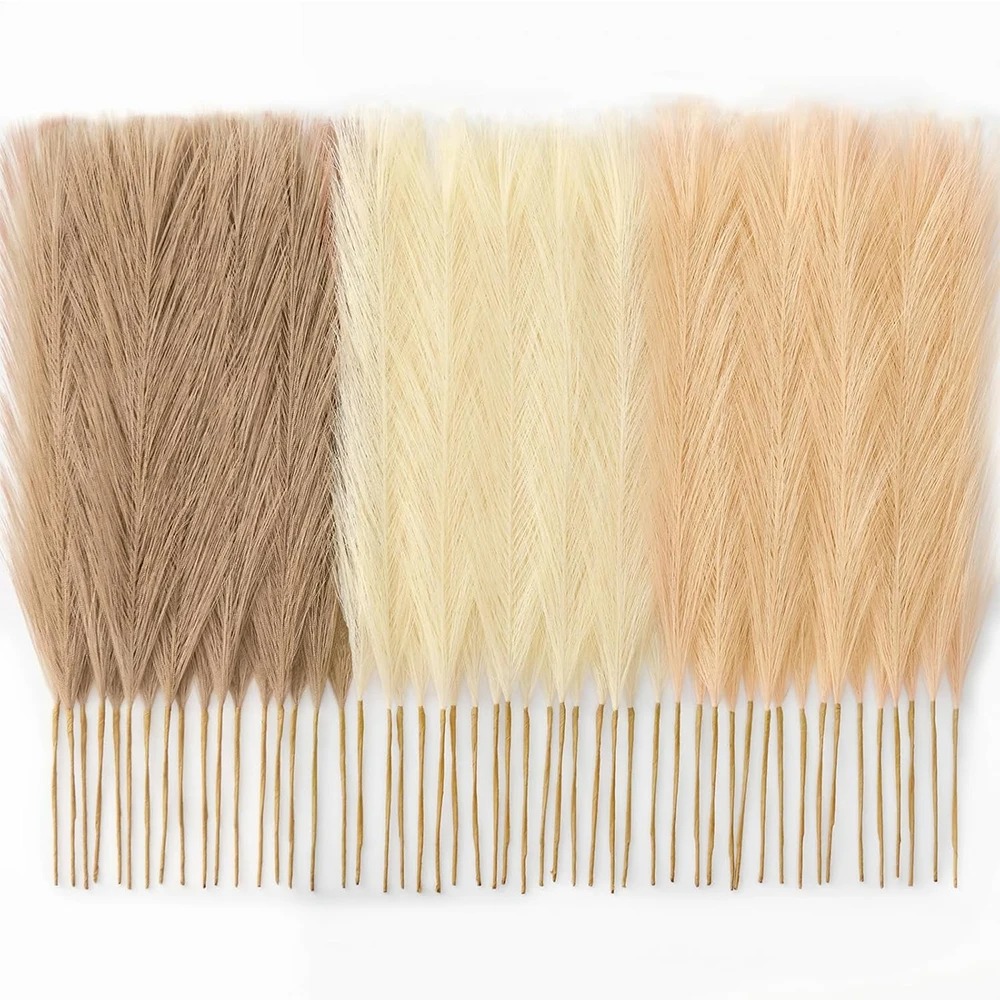 Pampas Grass Decor - 15本入り パンパスグラス 人工茎 リアルな造花 ホームデコレーション 55CM
