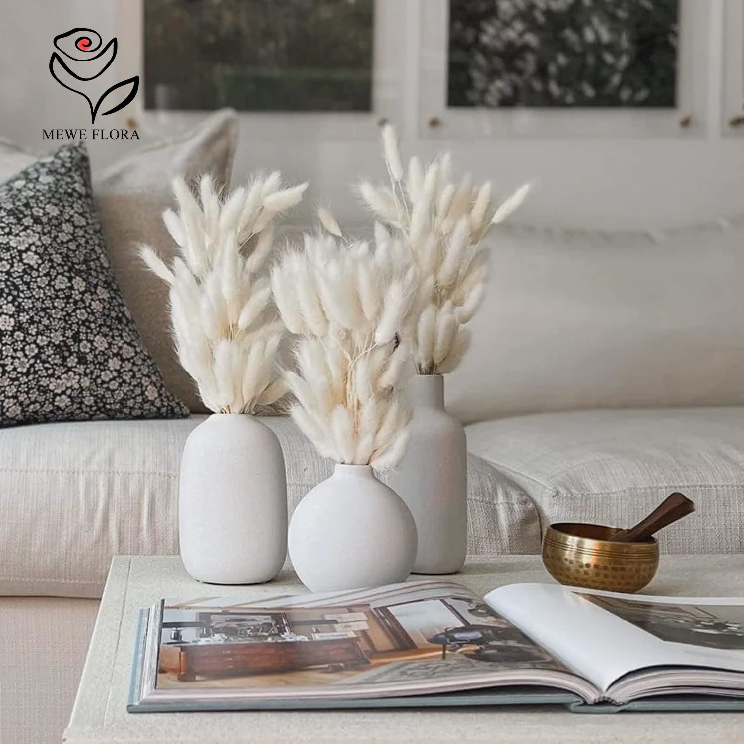 Pampas Grass Decor - 150個入り ホワイト ナチュラル ふわふわ ラビットテール パンパスグラス