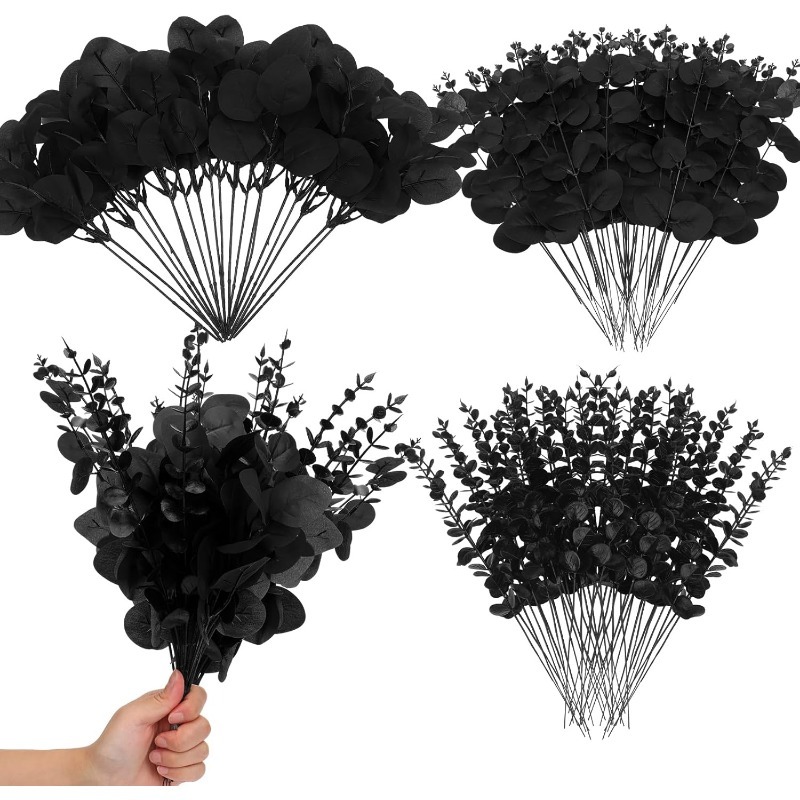 黒ユーカリの葉の茎カエデの葉ガーランド人工蔓ハロウィンクリス - Pampas Grass Decor のレビューと価格