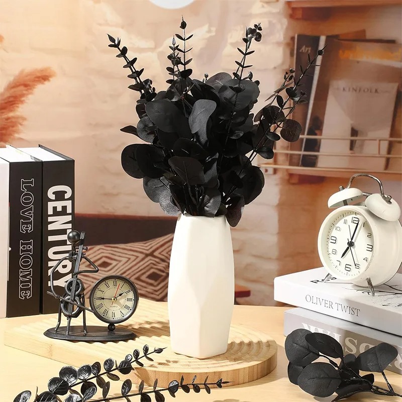黒ユーカリの葉の茎カエデの葉ガーランド人工蔓ハロウィンクリス - Pampas Grass Decor のレビューと価格