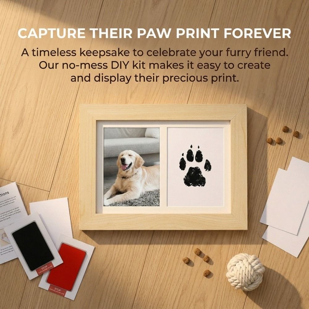 木製ペット足跡キット インクレスキット クリーンタッチメモリ - Bamboo Photo Frame のレビューと価格