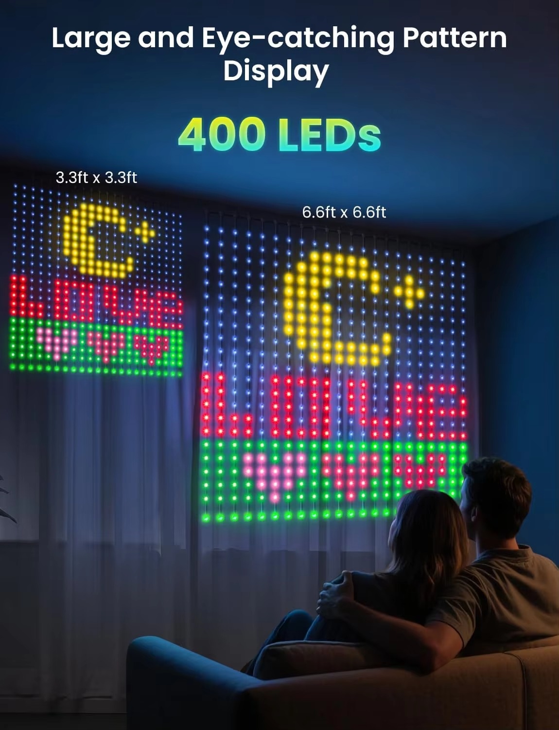 USB接続のカーテンライト、400個のLED、動的なパターン - Home Decor Free App のレビューと価格