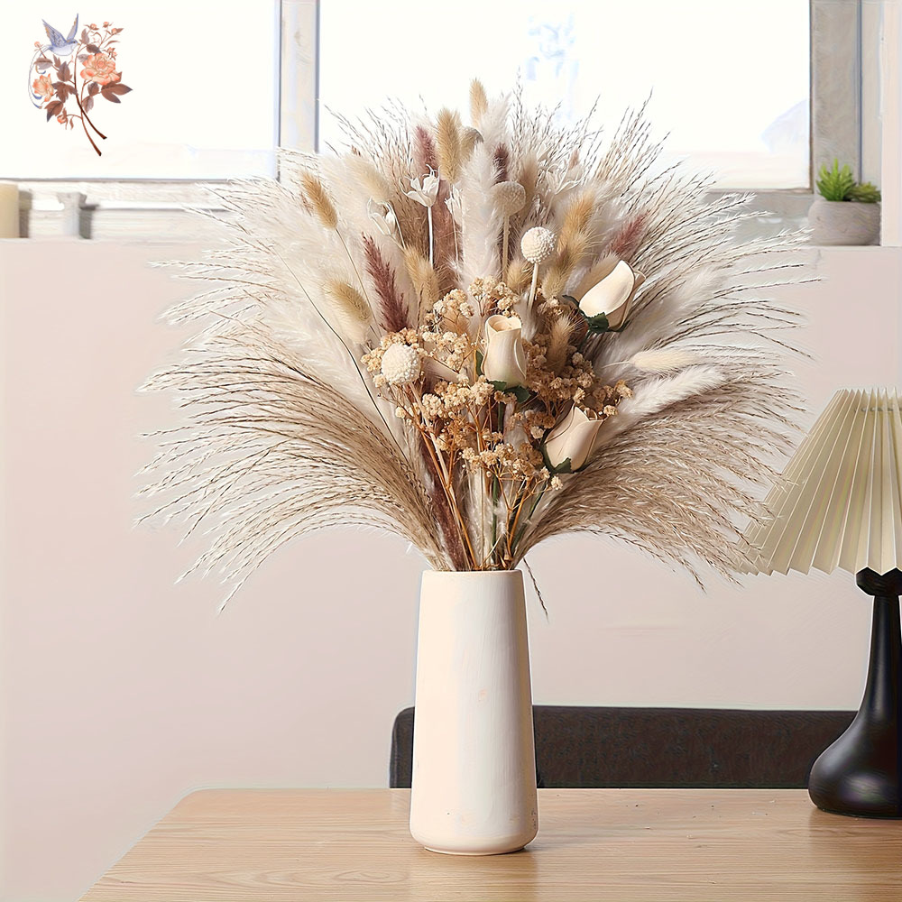 80個入り人工ドライフラワーブーケ、インテリアホームテーブル - Pampas Grass Decor のレビューと価格