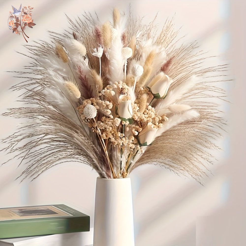 80個入り人工ドライフラワーブーケ、インテリアホームテーブル - Pampas Grass Decor のレビューと価格