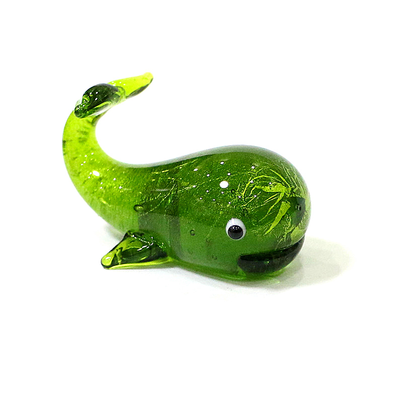 Muranoガラスクジラミニチュア像銀箔工芸かわいい海洋動物 - Home Decor Y2K のレビューと価格