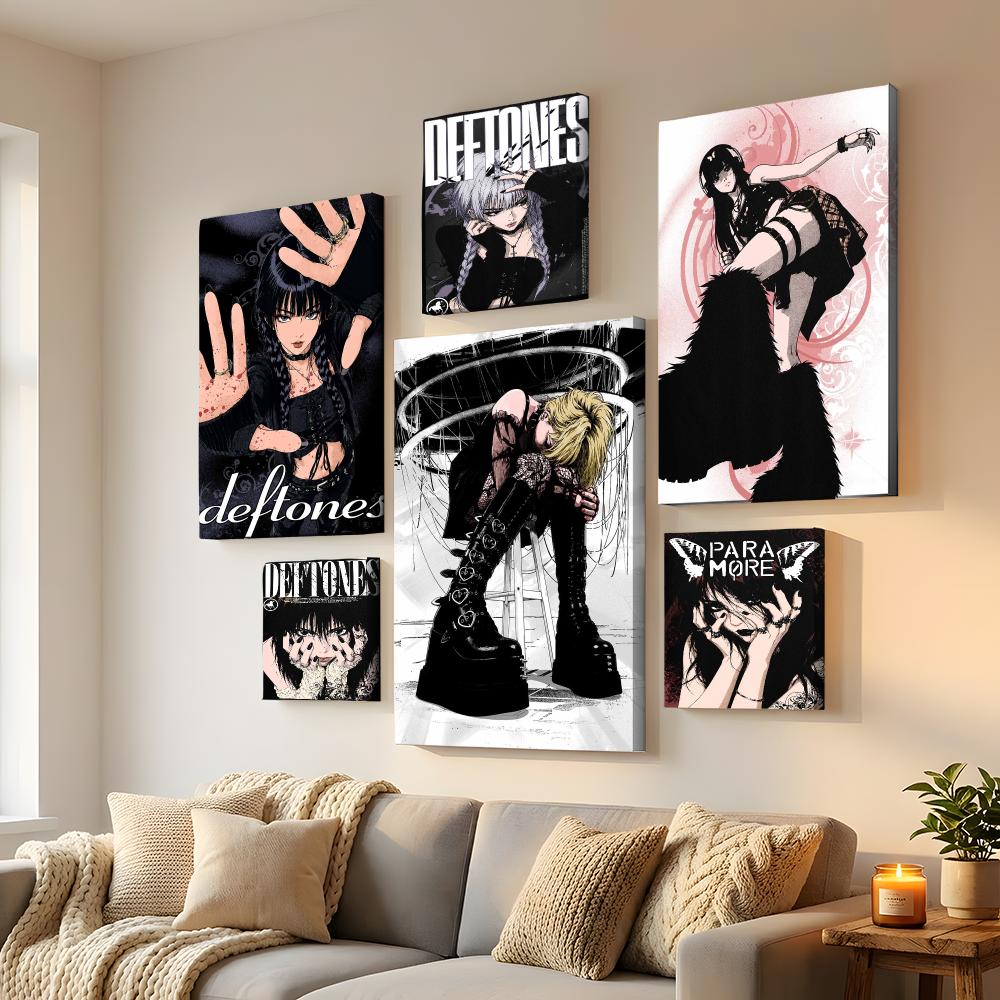 Y2Kゴシックアニメロックガールの額入り壁画HDキャンバスウ - Home Decor Y2K のレビューと価格