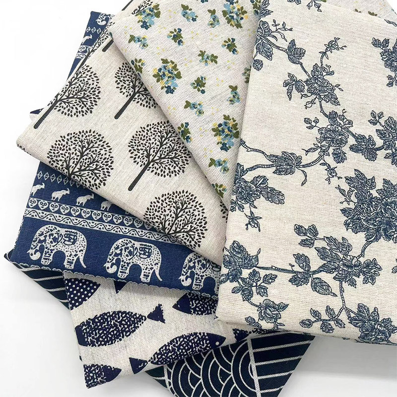 ヴィンテージブルーの花柄コットンリネン生地、テーブルクロス、 - Linen Table Runner のレビューと価格
