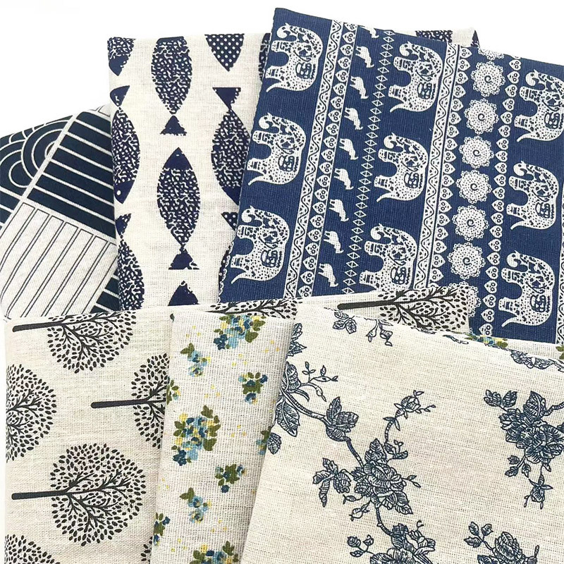 ヴィンテージブルーの花柄コットンリネン生地、テーブルクロス、 - Linen Table Runner のレビューと価格
