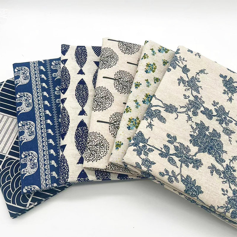 ヴィンテージブルーの花柄コットンリネン生地、テーブルクロス、 - Linen Table Runner のレビューと価格