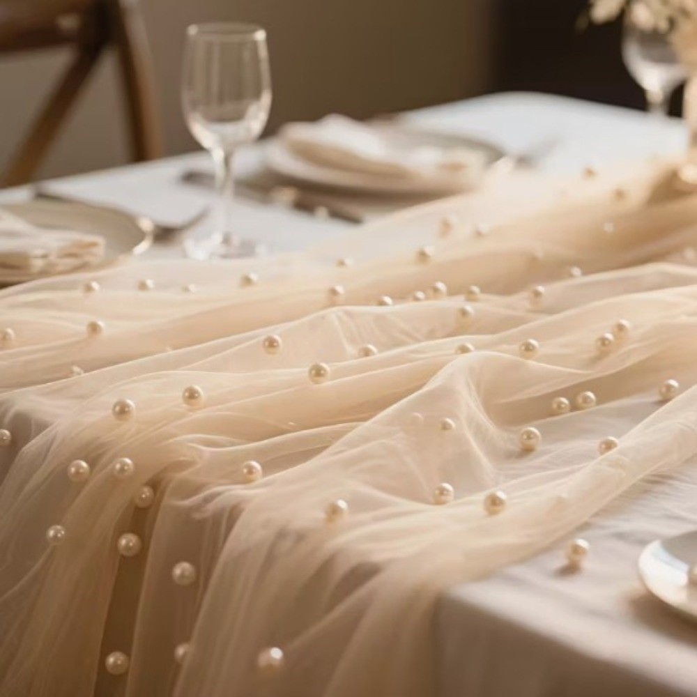 夢のような豪華なウェディングテーブルランナー半透明マルチカラ - Linen Table Runner のレビューと価格
