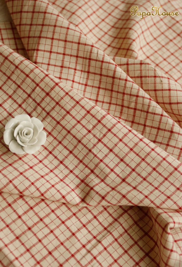 140x50cm ヴィンテージレッドリネン格子縞織綿生地和風 - Linen Table Runner のレビューと価格