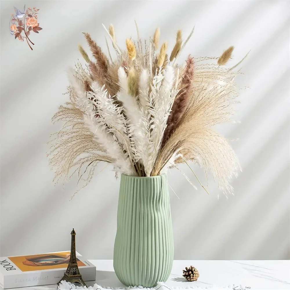 88本の天然ふわふわドライパンパスグラス装飾花束、北欧風ホー - Pampas Grass Decor のレビューと価格