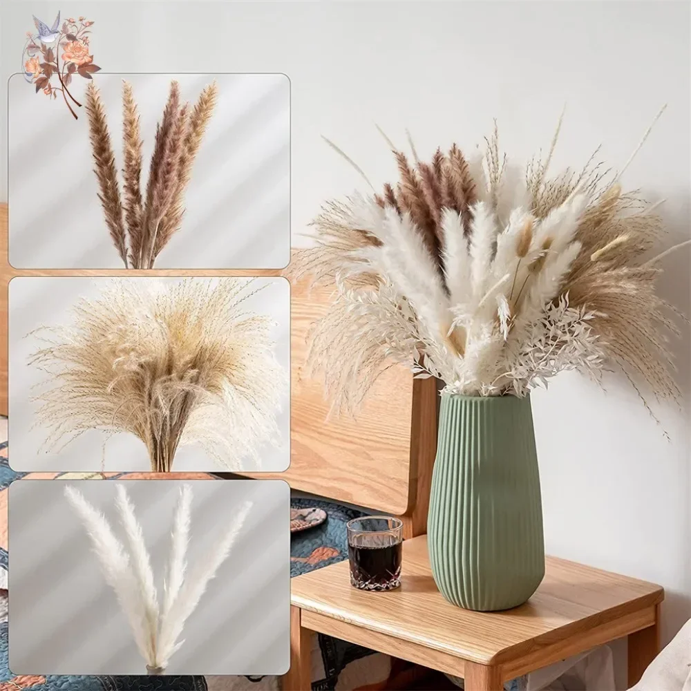 88本の天然ふわふわドライパンパスグラス装飾花束、北欧風ホー - Pampas Grass Decor のレビューと価格