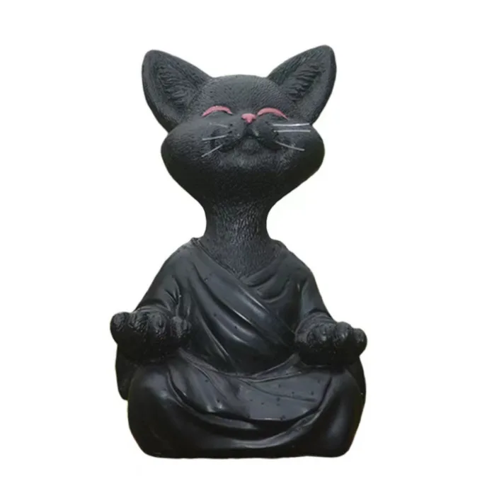瞑想猫の彫刻庭の装飾樹脂ヨガ座禅猫家の装飾屋外庭の置物家の装 - Home Decor Za のレビューと価格