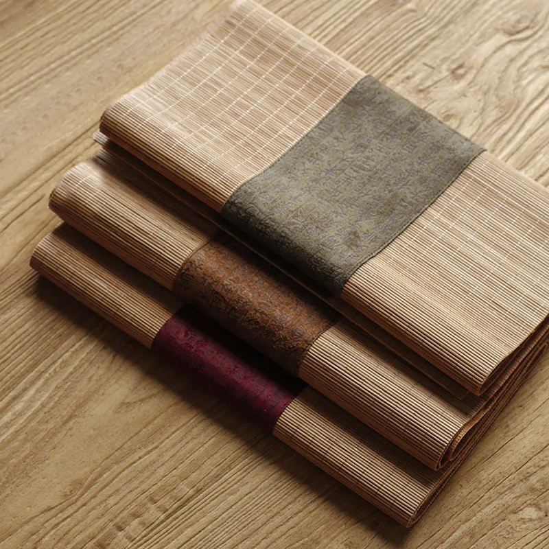 布製の竹製茶マット、リネン製の禅風テーブルランナー、日本の茶 - Linen Table Runner のレビューと価格