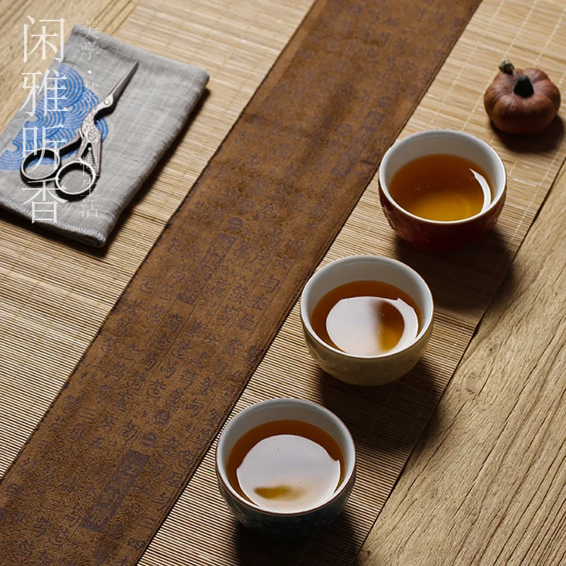 布製の竹製茶マット、リネン製の禅風テーブルランナー、日本の茶 - Linen Table Runner のレビューと価格