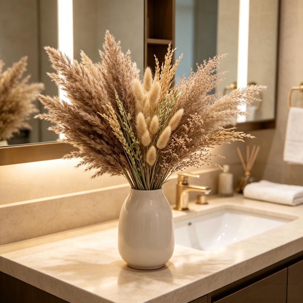 1束のミックスドライフラワー、パンパスグラス、バニーテール、 - Pampas Grass Decor のレビューと価格