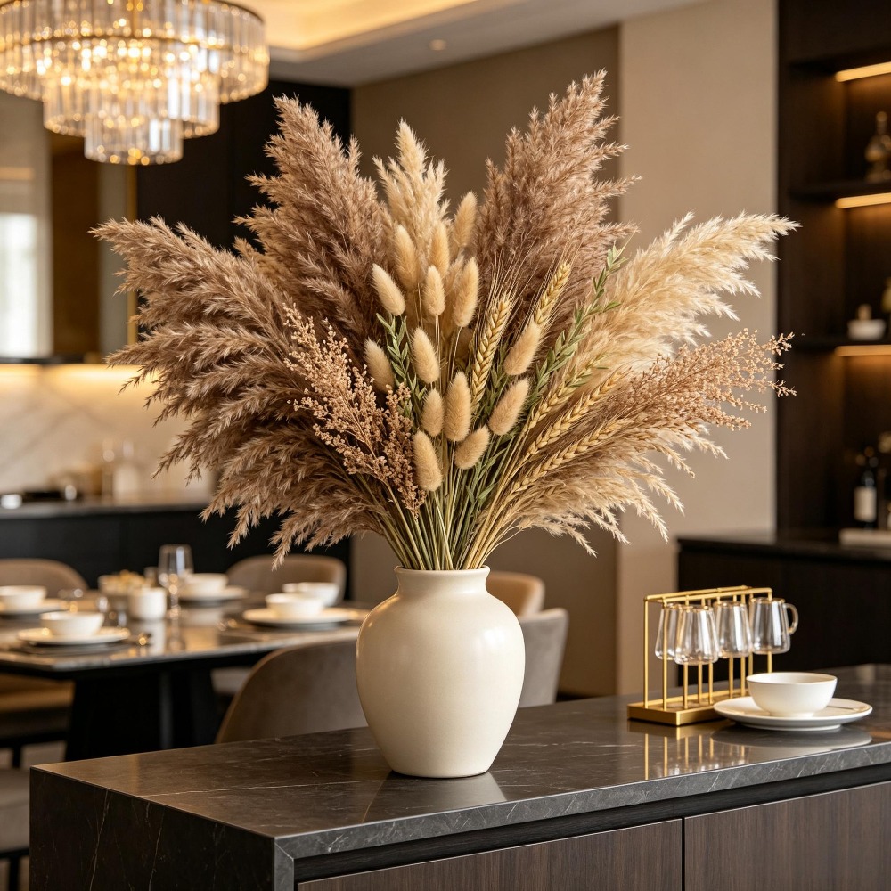 1束のミックスドライフラワー、パンパスグラス、バニーテール、 - Pampas Grass Decor のレビューと価格