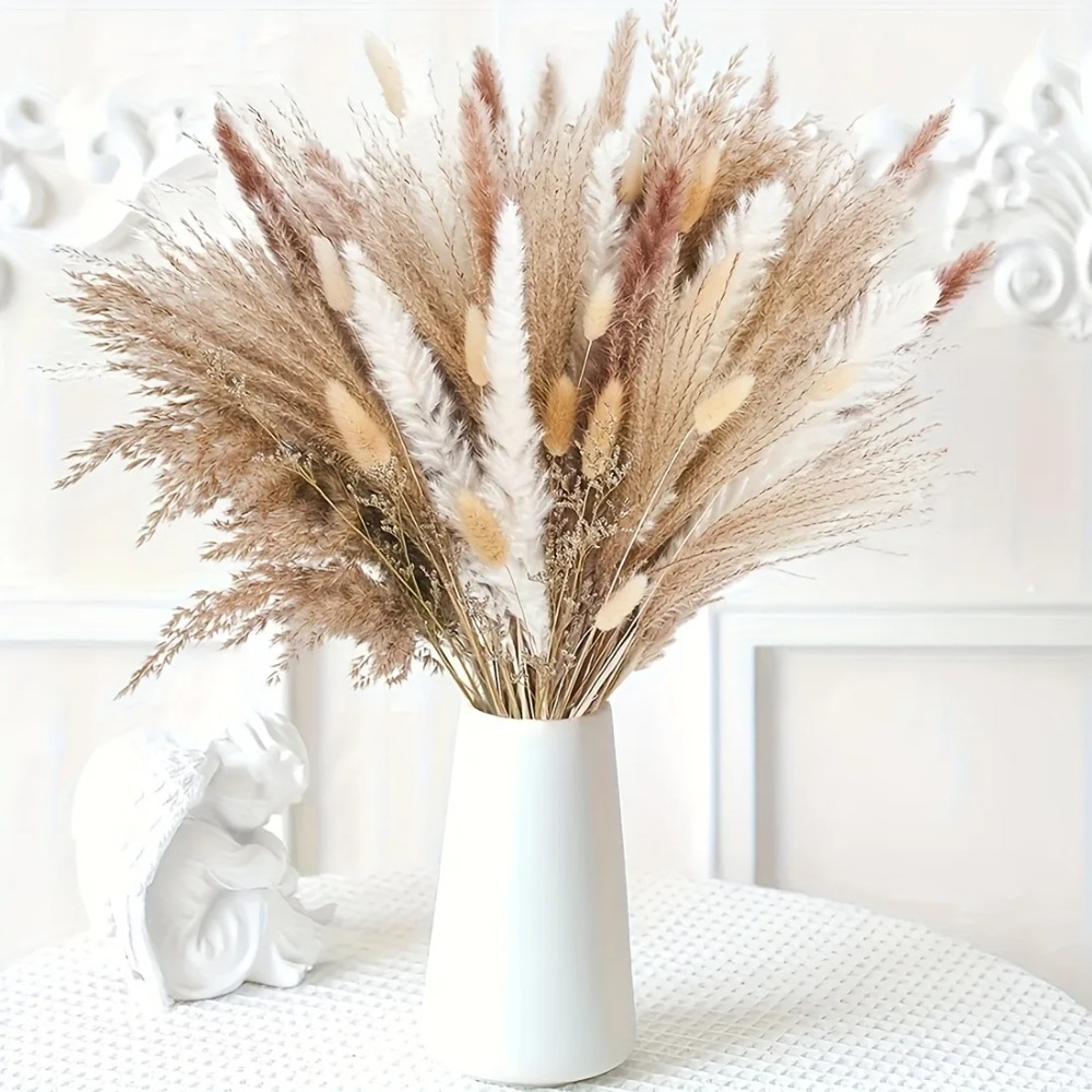 80 個のナチュラルドライフラワーブーケ家の装飾ススキ葦草ウ - Pampas Grass Decor のレビューと価格