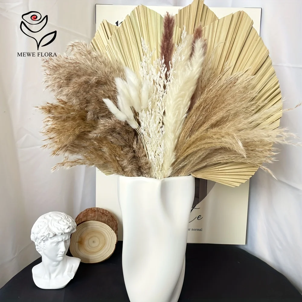 家の装飾のための天然湿地の葦,35個,乾燥した美的花束,コー - Pampas Grass Decor のレビューと価格