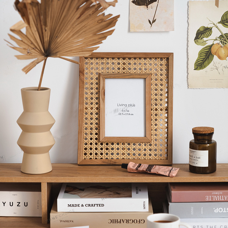 北欧の無垢材の籐のフォトフレーム,壁の吊り下げ,創造的な手作 - Bamboo Photo Frame のレビューと価格