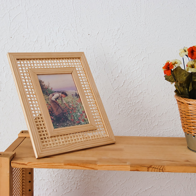 北欧の無垢材の籐のフォトフレーム,壁の吊り下げ,創造的な手作 - Bamboo Photo Frame のレビューと価格