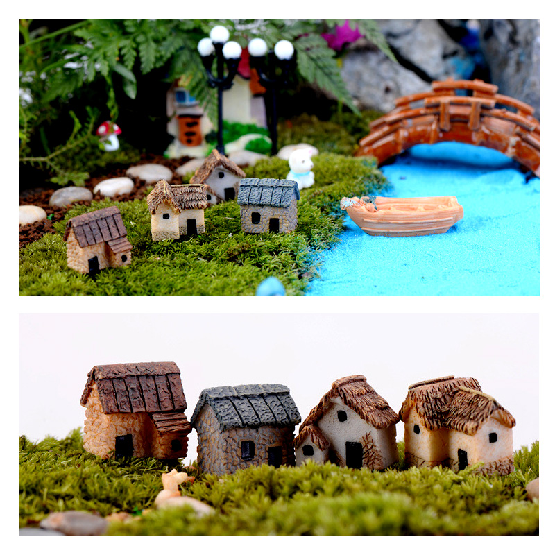 ミニ小さな家フィギュア樹脂工芸品DIY家の装飾ミニチュア妖精 - Home Decor Za のレビューと価格