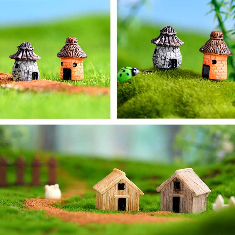 ミニ小さな家フィギュア樹脂工芸品DIY家の装飾ミニチュア妖精 - Home Decor Za のレビューと価格