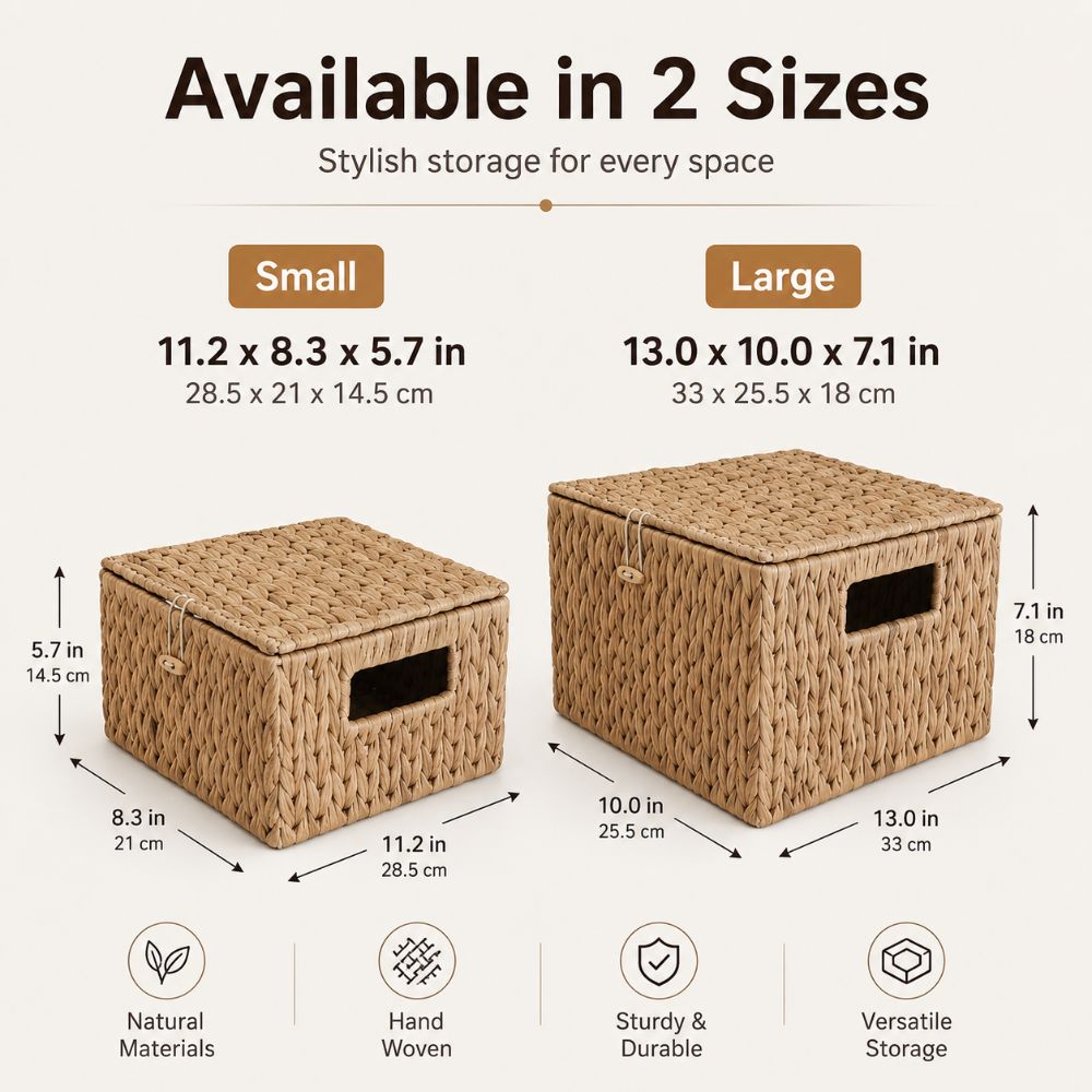 ホテイアオイ製収納バスケット 長方形 ハンドル付き 蓋付き収 - Rattan Plant Basket のレビューと価格