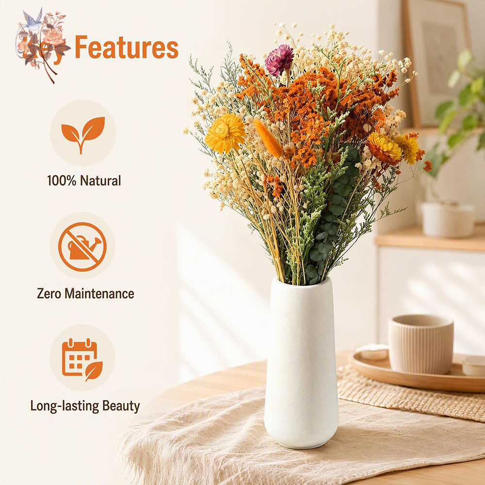 秋のドライフラワーブーケ、ナチュラルオレンジのパンパスグラス - Pampas Grass Decor のレビューと価格