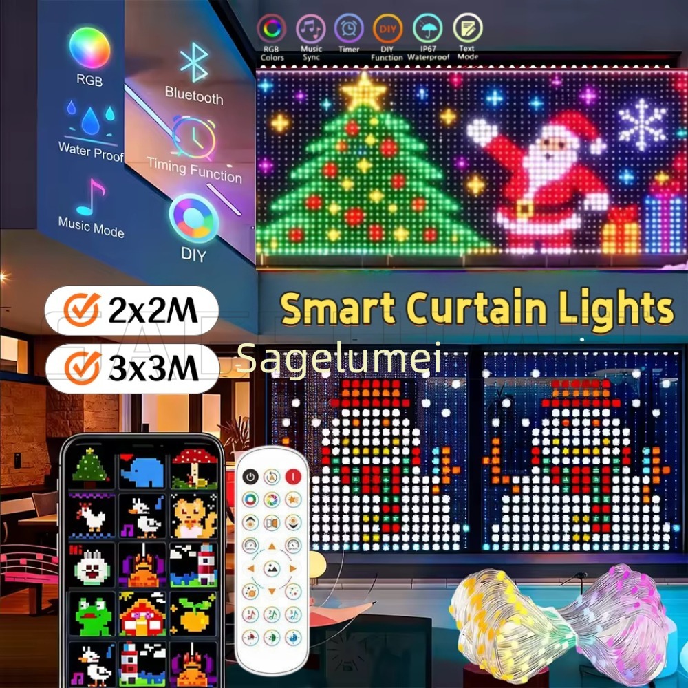 1.6m～3mのスマートLEDカーテンライト。アプリで操作可 - Home Decor Free App のレビューと価格