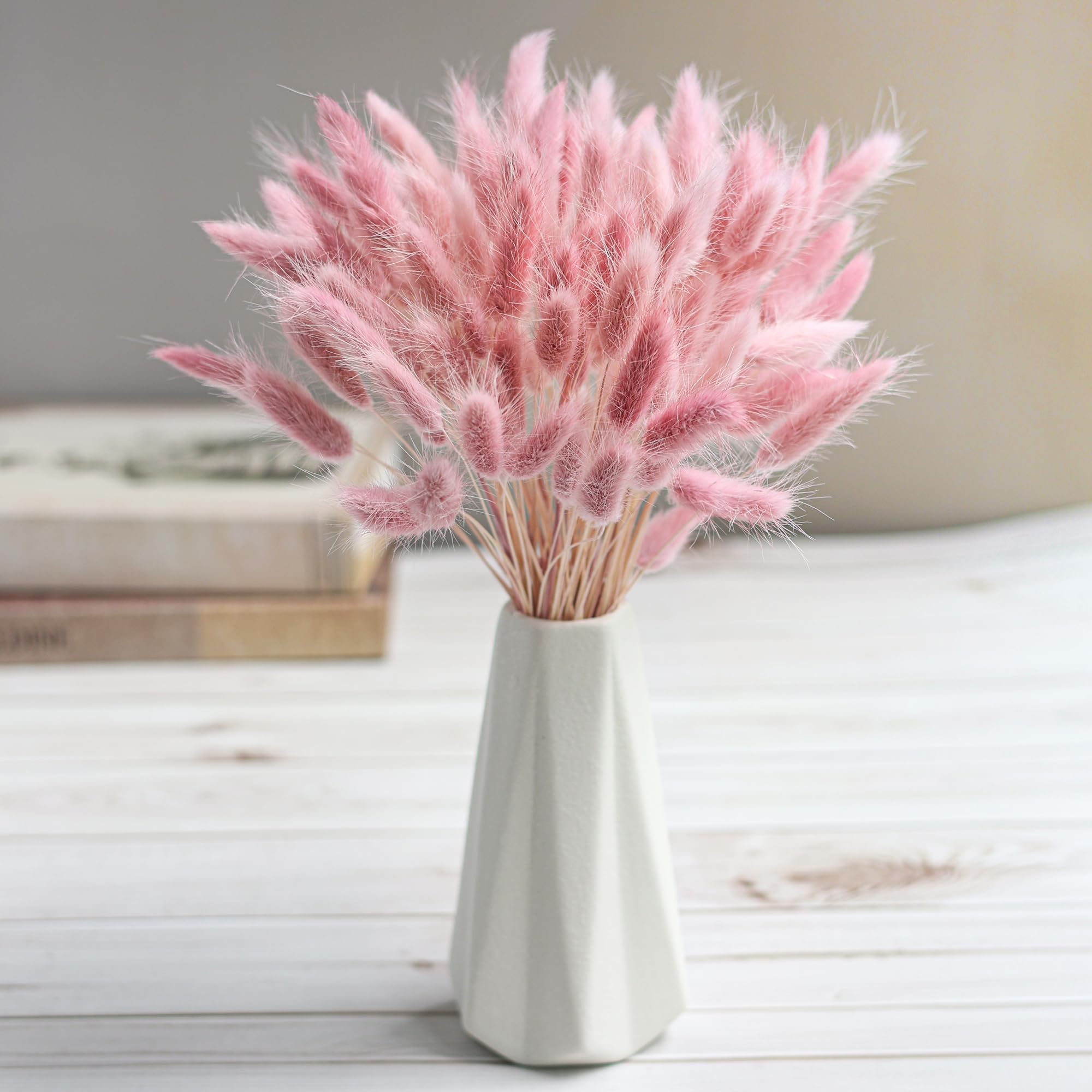 120本のピンクの乾燥パンパスグラス、バニーテールグラスの装 - Pampas Grass Decor のレビューと価格