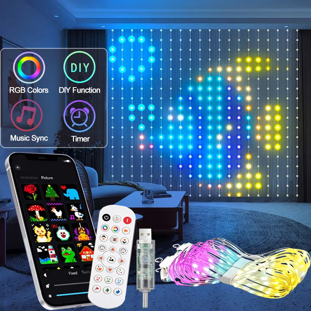 スマートLEDカーテンライト アプリ制御 RGB調光可能 D - Home Decor Free App のレビューと価格