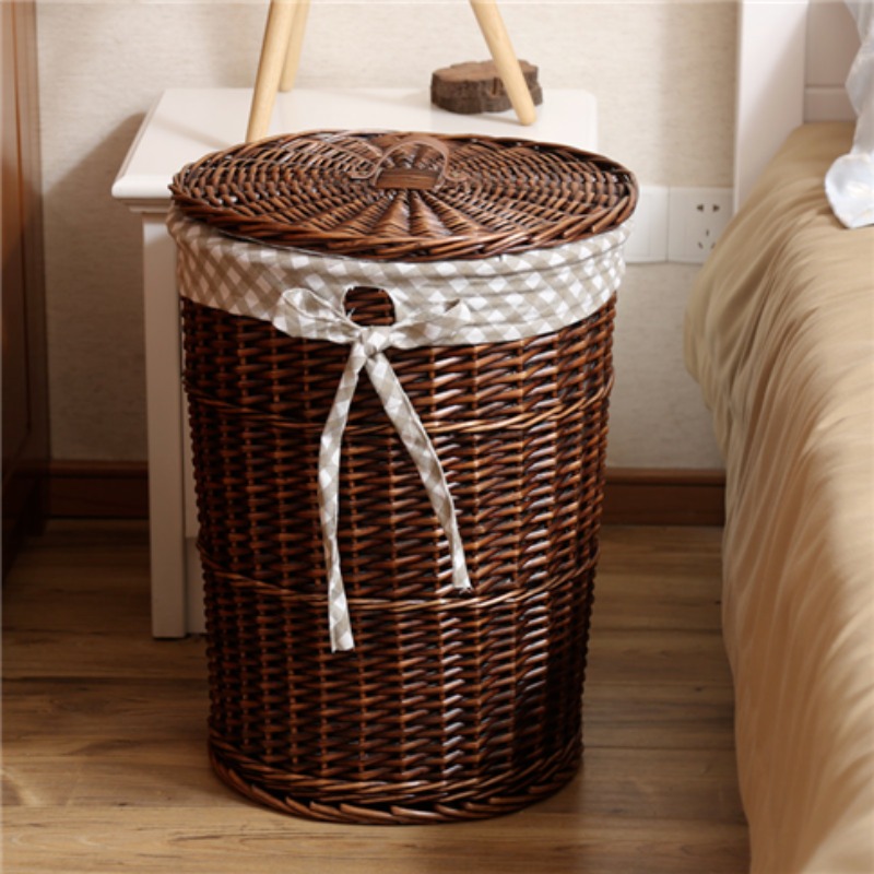 ヴィンテージスタイル籐織汚れた衣類バスケット柳織ランドリーバ - Rattan Plant Basket のレビューと価格