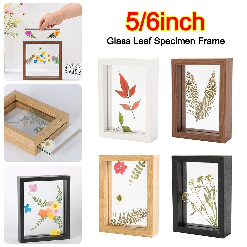 木製ガラス葉標本フレーム透明両面写真表示フレーム厚い紙カット - Bamboo Photo Frame のレビューと価格