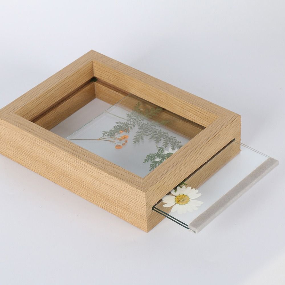 木製ガラス葉標本フレーム透明両面写真表示フレーム厚い紙カット - Bamboo Photo Frame のレビューと価格