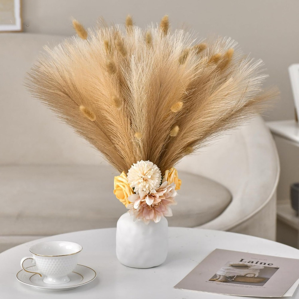 15本入り パンパスグラス 人工茎 リアルな造花 ホームデコ - Pampas Grass Decor のレビューと価格