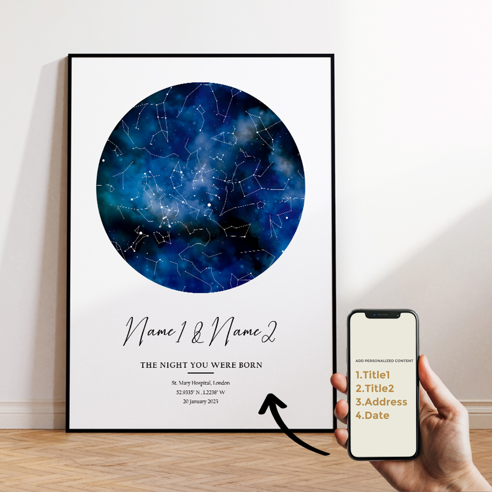 現代風カスタムパーソナライズ夜空星図ウォールアートキャンバス - Home Decor Theme のレビューと価格
