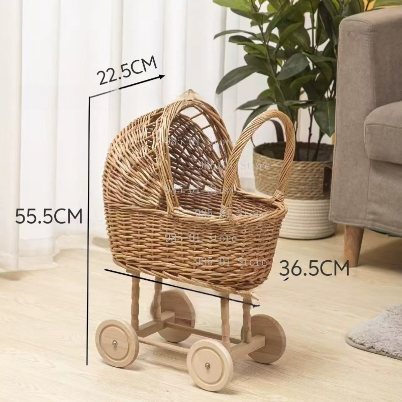 手編み柳製ベビーカー兼用多機能収納バスケット（ペット、乳幼児 - Rattan Plant Basket のレビューと価格