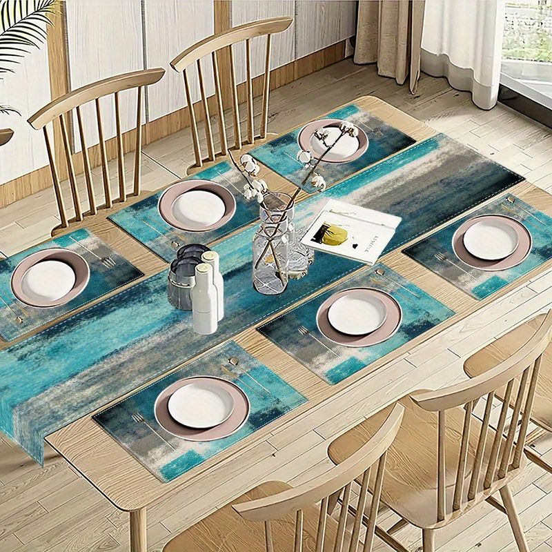 VIKAMA モランディ アブストラクト インク テーブルラ - Linen Table Runner のレビューと価格